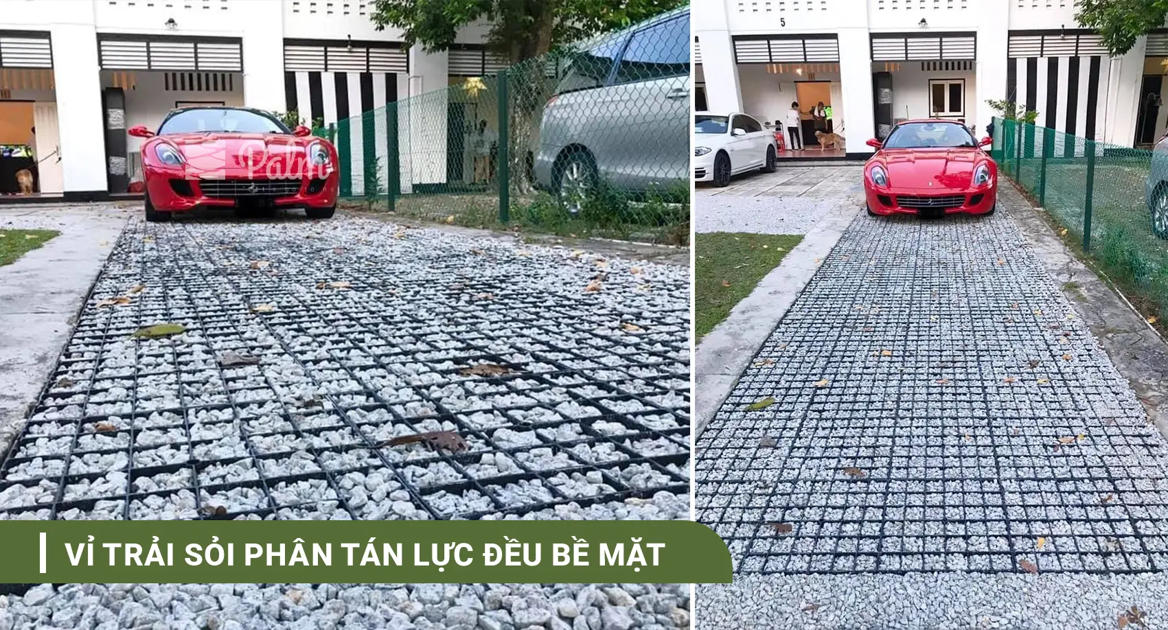 Vỉ nhựa trải sỏi bãi đậu xe | Tất tần tật về lợi ích, ứng dụng và cách lắp đặt